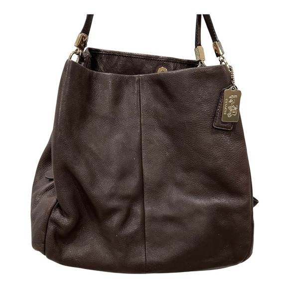 Coach Madison Phoebe Brown Pebbled Leather Purse 26224 Shoulder Bag *Flaw - Picture 1 of 16
